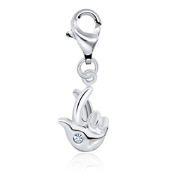 Crossed Fingers Shape Silver Charms CH-68